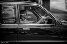 Queen Street Auckland city, black and white photo by Mike Wheelton